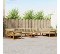 vidaXL Set di divani da esterno con cuscino 11 pcs Naturale e Beige