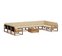 vidaXL Set di divani da esterno con cuscino 11 pcs Naturale e Beige, Divano da giardino, set moderno per esterni, lounge patio, arredo resistente, divano Textilene, mobile anti-intemperie