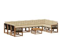 vidaXL Set di divani da esterno con cuscino 11 pcs Naturale e Beige, Sofa da giardino, set modulare moderno, arredo per terrazza, relax e comfort estivo
