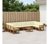 vidaXL Set di divani da esterno con cuscino 11 pcs Naturale e Crema