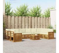 vidaXL Set divano sezionale con cuscino 11 pcs Naturale e Crema, Divano da giardino, set sezionale moderno, comodo per esterni, arredo patio resistente, relax in terrazza