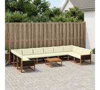 vidaXL Set di divani da esterno con cuscino 11 pcs Naturale e Crema