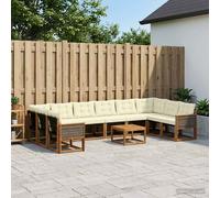 vidaXL Set di divani da esterno con cuscino 11 pcs Naturale e Crema, Sofa da giardino, set modulare moderno, arredo per terrazza, relax e comfort estivo