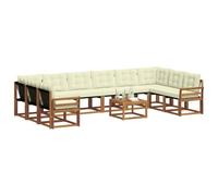 vidaXL Set di divani da esterno con cuscino 11 pcs Naturale e Crema, Divano da giardino, moderno, set lounge resistente, comodi posti per terrazza all'aperto