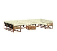 vidaXL Set di divani da esterno con cuscino 11 pcs Naturale e Crema, Divano da giardino, set moderno per esterni, lounge patio, arredo resistente, divano Textilene, mobile anti-intemperie