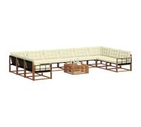 vidaXL Set di divani da esterno con cuscino 11 pcs Naturale e Crema, Divano da giardino, set moderno per esterni, lounge patio, arredo resistente, divano Textilene, mobile anti-intemperie