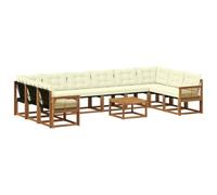 vidaXL Set di divani da esterno con cuscino 11 pcs Naturale e Crema, Sofa da giardino, set modulare moderno, arredo per terrazza, relax e comfort estivo