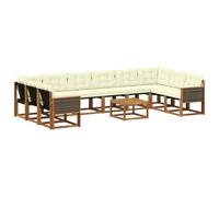 vidaXL Set di divani da esterno con cuscino 11 pcs Naturale e Crema, Sofa da giardino, set modulare moderno, arredo per terrazza, relax e comfort estivo