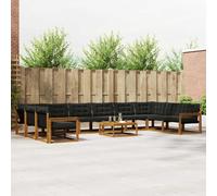 vidaXL Set di divani da esterno con cuscino 11 pcs Naturale e Nero, Divano da giardino, set moderno per esterni, lounge patio, arredo resistente, divano Textilene, mobile anti-intemperie
