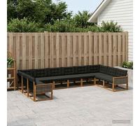 vidaXL Set di divani da esterno con cuscino 11 pcs Naturale e Nero