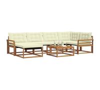 vidaXL Set di divani da esterno con cuscino 19 pcs Naturale e Crema, Set Divano Giardino Moderno, Arredo Esterno Resistente, Comodo per Terrazzo, Struttura in Acacia