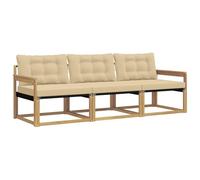 vidaXL Set di divani da esterno con cuscino 3 pcs Bianco e Beige, Divano da esterno, mobili da giardino, moderno, angolare, lounge terrazza, comfort e durata
