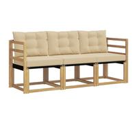 vidaXL Set di divani da esterno con cuscino 3 pcs Bianco e Beige, Mobili da giardino, divano resistente per esterni, set lounge moderno, comfort in terrazza