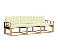 vidaXL Set di divani da esterno con cuscino 3 pcs Bianco e Crema, Divano da esterno, mobili da giardino, moderno, angolare, lounge terrazza, comfort e durata