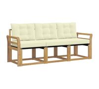 vidaXL Set di divani da esterno con cuscino 3 pcs Bianco e Crema, Mobili da giardino, divano resistente per esterni, set lounge moderno, comfort in terrazza