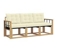 vidaXL Set di divani da esterno con cuscino 3 pcs Bianco e Crema, Mobili da giardino, divano resistente per esterni, set lounge moderno, comfort in terrazza