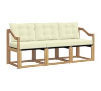 vidaXL Set di divani da esterno con cuscino 3 pcs Bianco e Crema, Mobili da giardino, divano resistente per esterni, set lounge moderno, comfort in terrazza
