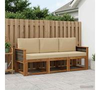 vidaXL Set di divani da esterno con cuscino 3 pcs Naturale, Divano da esterno, lounge moderna per giardino, set sezionale per relax in patio, collezione stilosa