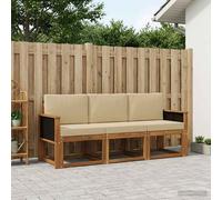 vidaXL Set di divani da esterno con cuscino 3 pcs Naturale, Divano da esterno, lounge moderna per giardino, set sezionale per relax in patio, collezione stilosa