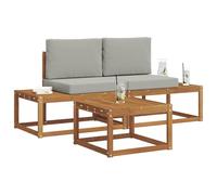 vidaXL Set di divani da esterno con cuscino 3 pcs Naturale, Divano sezionale da giardino, set di sedute da esterno moderno, lounge patio durevole, mobili confortevoli per il terrazzo dove rilassarsi
