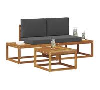 vidaXL Set di divani da esterno con cuscino 3 pcs Naturale, Divano sezionale da giardino, set di sedute da esterno moderno, lounge patio durevole, mobili confortevoli per il terrazzo dove rilassarsi