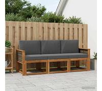 vidaXL Set di divani da esterno con cuscino 3 pcs Naturale e Antracite, Divano da esterno, lounge moderna per giardino, set sezionale per relax in patio, collezione stilosa