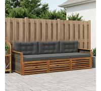 vidaXL Set di divani da esterno con cuscino 3 pcs Naturale e Antracite, Divano Sezionale Moderno per Esterni, Comfort in Giardino, Arredamento per Terrazza e Patio