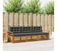 vidaXL Set di divani da esterno con cuscino 3 pcs Naturale e Antracite, Divano Sezionale Moderno da Giardino, Mobili Resistenti per Patio, Lounge per Esterni, Set per Vivere