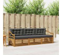 vidaXL Set di divani da esterno con cuscino 3 pcs Naturale e Antracite, Divano Sezionale Moderno da Giardino, Mobili Resistenti per Patio, Lounge per Esterni, Set per Vivere