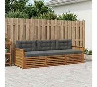 vidaXL Set di divani da esterno con cuscino 3 pcs Naturale e Antracite, Divano Sezionale Moderno da Giardino, Mobili Resistenti per Patio, Lounge per Esterni, Set per Vivere