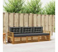 vidaXL Set di divani da esterno con cuscino 3 pcs Naturale e Antracite, Divano Sezionale Moderno da Giardino, Mobili Resistenti per Patio, Lounge per Esterni, Set per Vivere