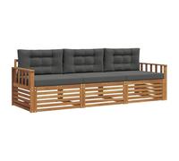vidaXL Set di divani da esterno con cuscino 3 pcs Naturale e Antracite, Divano Sezionale Moderno da Giardino, Mobili Resistenti per Patio, Lounge per Esterni, Set per Vivere