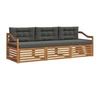 vidaXL Set di divani da esterno con cuscino 3 pcs Naturale e Antracite, Divano Sezionale Moderno da Giardino, Mobili Resistenti per Patio, Lounge per Esterni, Set per Vivere