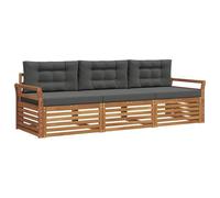 vidaXL Set di divani da esterno con cuscino 3 pcs Naturale e Antracite, Divano Sezionale Moderno da Giardino, Mobili Resistenti per Patio, Lounge per Esterni, Set per Vivere