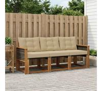 vidaXL Set di divani da esterno con cuscino 3 pcs Naturale e Beige, Mobili da giardino, divano resistente per esterni, set lounge moderno, comfort in terrazza