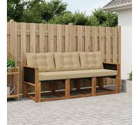 vidaXL Set di divani da esterno con cuscino 3 pcs Naturale e Beige, Mobili da giardino, divano resistente per esterni, set lounge moderno, comfort in terrazza