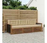 vidaXL Set di divani da esterno con cuscino 3 pcs Naturale e Beige, Divano Sezionale Moderno per Esterni, Comfort in Giardino, Arredamento per Terrazza e Patio