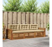 vidaXL Set di divani da esterno con cuscino 3 pcs Naturale e Beige