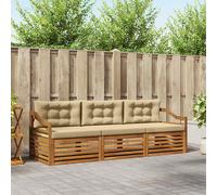 vidaXL Set di divani da esterno con cuscino 3 pcs Naturale e Beige