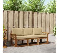 vidaXL Set di divani da esterno con cuscino 3 pcs Naturale e Beige, Divano da giardino, moderno, resistente, per terrazza, lounge in patio, set confortevole per rilassarsi