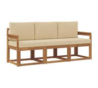 vidaXL Set di divani da esterno con cuscino 3 pcs Naturale e Beige, Divano da esterno, lounge moderna per giardino, set sezionale per relax in patio, collezione stilosa
