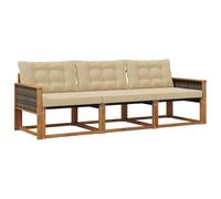 vidaXL Set di divani da esterno con cuscino 3 pcs Naturale e Beige, Divano da esterno moderno, mobili da giardino resistenti, set relax per patio, posti sul terrazzo