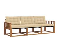 vidaXL Set di divani da esterno con cuscino 3 pcs Naturale e Beige, Divano da esterno moderno, mobili da giardino resistenti, set relax per patio, posti sul terrazzo