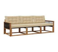 vidaXL Set di divani da esterno con cuscino 3 pcs Naturale e Beige, Divano da esterno moderno, mobili da giardino resistenti, set relax per patio, posti sul terrazzo