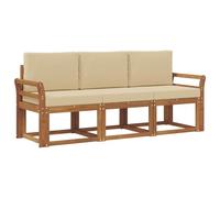 vidaXL Set di divani da esterno con cuscino 3 pcs Naturale e Beige, Divano da giardino, moderno, resistente, per terrazza, lounge in patio, set confortevole per rilassarsi