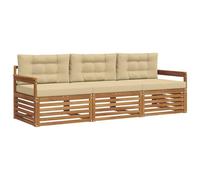 vidaXL Set di divani da esterno con cuscino 3 pcs Naturale e Beige, Divano Sezionale Moderno da Giardino, Mobili Resistenti per Patio, Lounge per Esterni, Set per Vivere