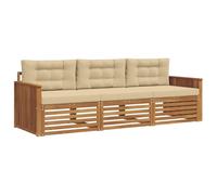 vidaXL Set di divani da esterno con cuscino 3 pcs Naturale e Beige, Divano Sezionale Moderno da Giardino, Mobili Resistenti per Patio, Lounge per Esterni, Set per Vivere