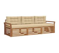 vidaXL Set di divani da esterno con cuscino 3 pcs Naturale e Beige, Divano Sezionale Moderno da Giardino, Mobili Resistenti per Patio, Lounge per Esterni, Set per Vivere