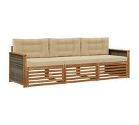 vidaXL Set di divani da esterno con cuscino 3 pcs Naturale e Beige, Divano Sezionale Moderno per Esterni, Comfort in Giardino, Arredamento per Terrazza e Patio