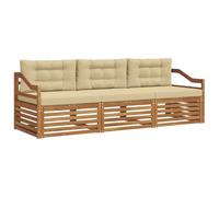 vidaXL Set di divani da esterno con cuscino 3 pcs Naturale e Beige, Divano Sezionale Moderno da Giardino, Mobili Resistenti per Patio, Lounge per Esterni, Set per Vivere
